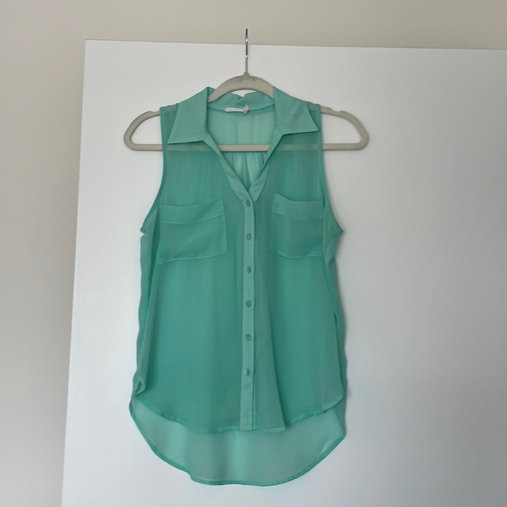 Lush size XS sheer blue blouse